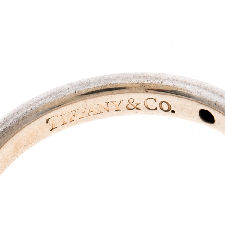 Pre Owned Tiffany & Co. Elsa Peretti Pink Sapphire Silver Band Ring Size 50