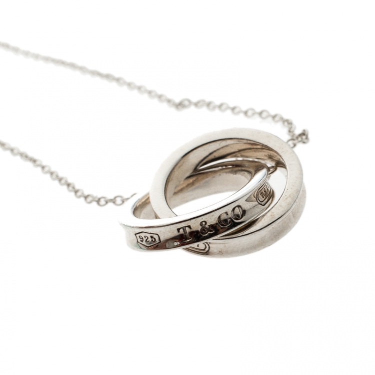 Pre Owned Tiffany & Co. 1837 Interlocking Circles Silver Pendant Necklace