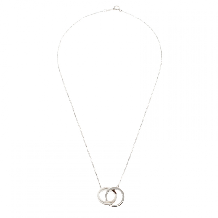 Pre Owned Tiffany & Co. 1837 Interlocking Circles Silver Pendant Necklace
