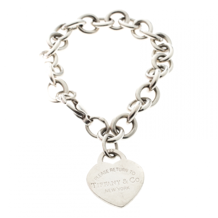 Pre Owned Tiffany & Co. Return to Tiffany Heart Tag Silver Bracelet