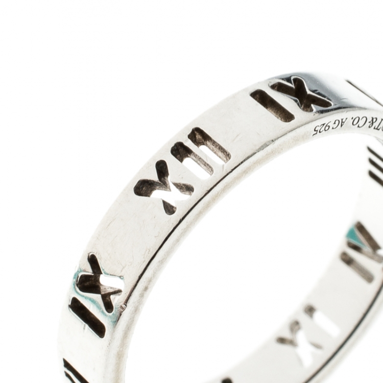 Pre Owned Tiffany & Co. Atlas Open Silver Band Ring Size 54.5