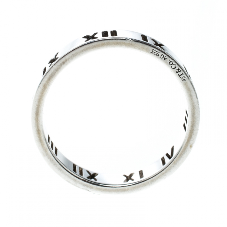 Pre Owned Tiffany & Co. Atlas Open Silver Band Ring Size 54.5