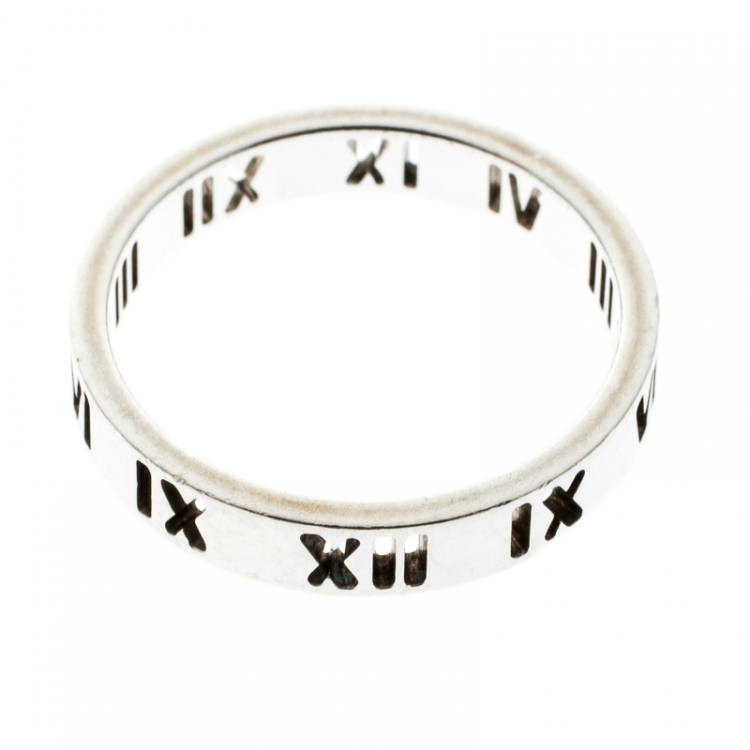 Pre Owned Tiffany & Co. Atlas Open Silver Band Ring Size 54.5