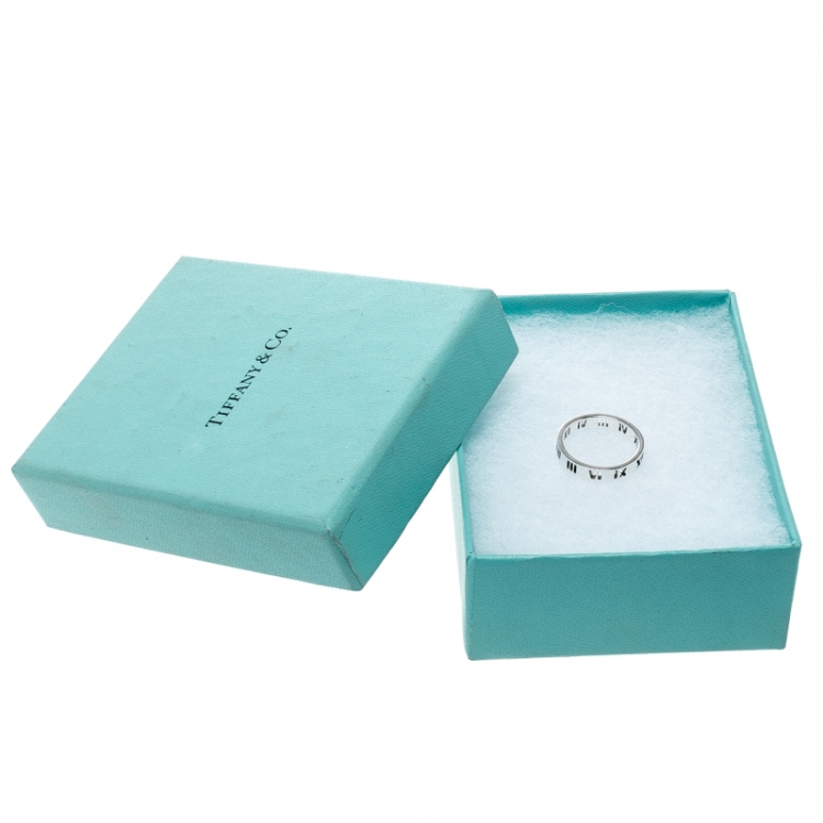 Pre Owned Tiffany & Co. Atlas Open Silver Band Ring Size 54.5