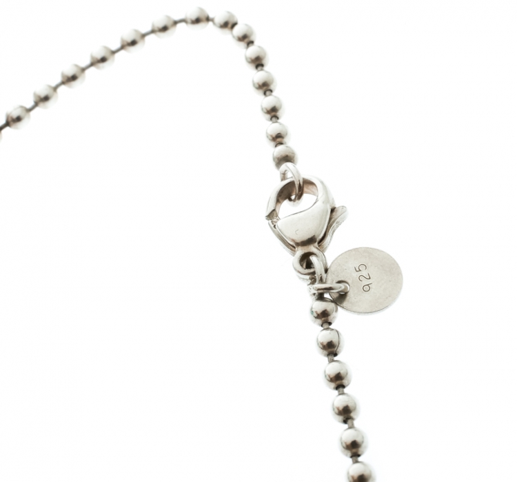 Pre Owned Tiffany & Co. Return To Tiffany Oval Tag Silver Beaded Chain Necklace