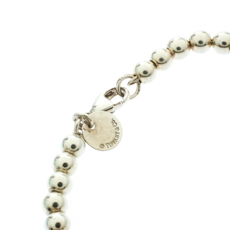 Pre Owned Tiffany & Co. Return to Tiffany Heart Tag Enamel Silver Beads Bracelet