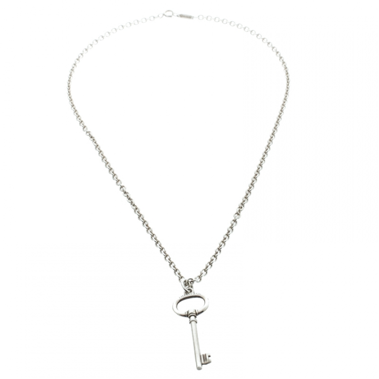 Pre Owned Tiffany & Co. Key Silver Pendant Necklace