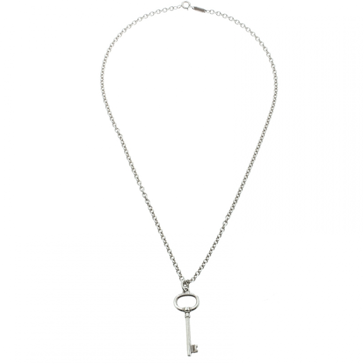 Pre Owned Tiffany & Co. Key Silver Pendant Necklace