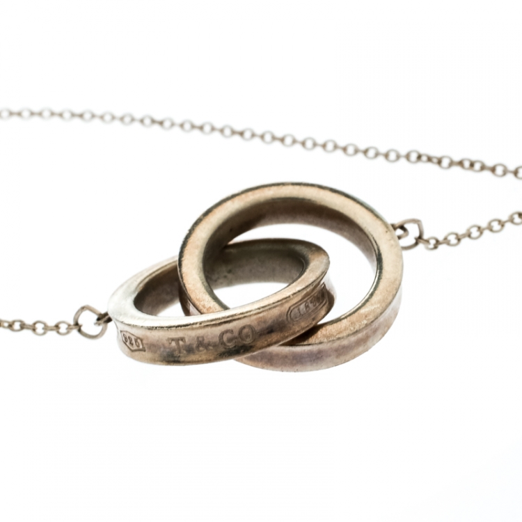 Pre Owned Tiffany & Co. 1837 Interlocking Circles Silver Pendant Necklace
