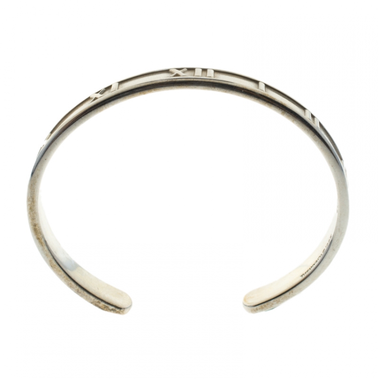 Pre Owned Tiffany & Co. Vintage Atlas Silver Open Cuff Bracelet 15 cm