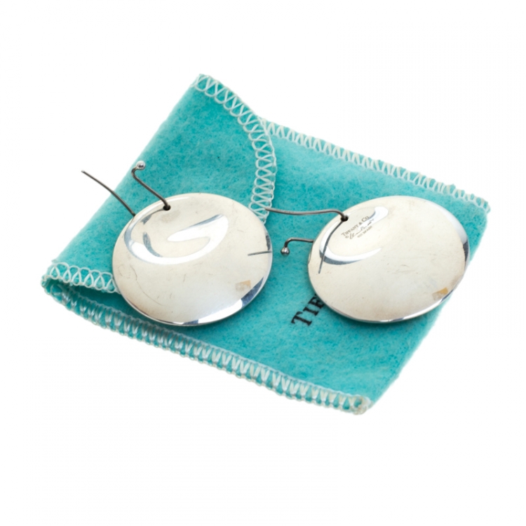 Pre Owned Tiffany & Co. Elsa Peretti Sterling Silver Disc Drop Earrings