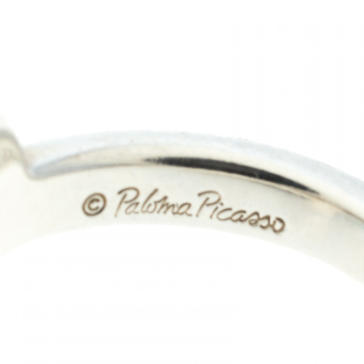 Pre Owned Tiffany & Co. Paloma Picasso Loving Heart Silver Ring Size 52.5