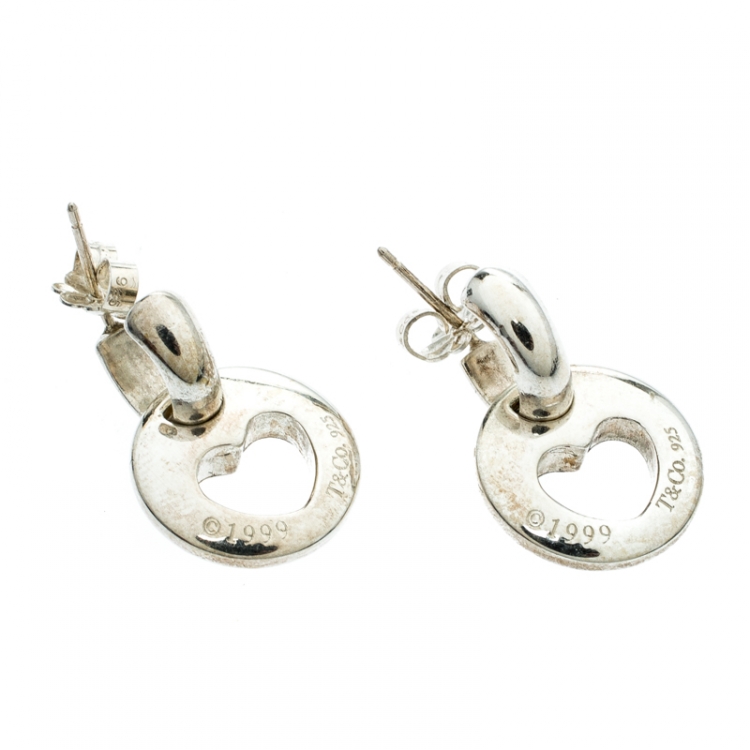 مملوكة مسبقًا Tiffany & Co. Stencil Heart Drop Sterling Silver Earrings