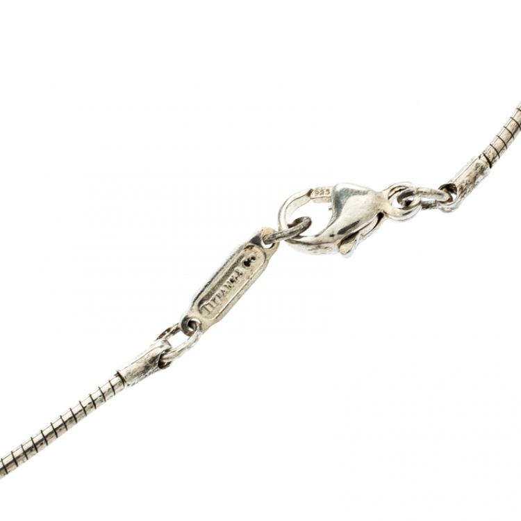 Pre Owned Tiffany & Co. Stencil Heart Pendant Wire Chain Necklace