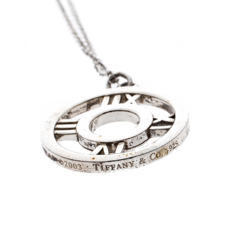 Pre Owned Tiffany & Co. Atlas Medallion Sterling Silver Pendant Necklace