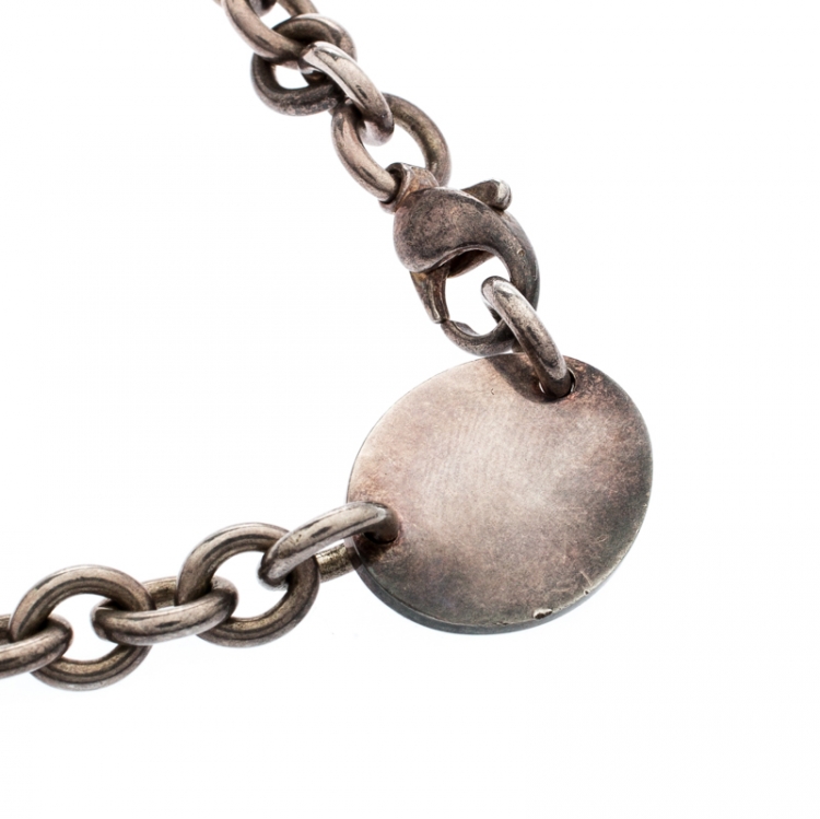 Pre Owned Tiffany & Co. Return to Tiffany Oval Tag Silver Choker Necklace 