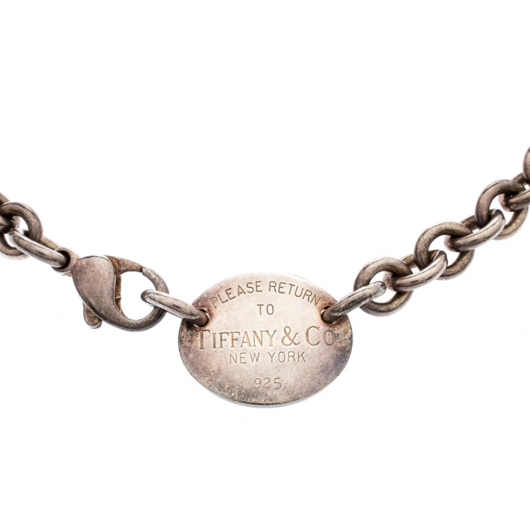 Pre Owned Tiffany & Co. Return to Tiffany Oval Tag Silver Choker Necklace 