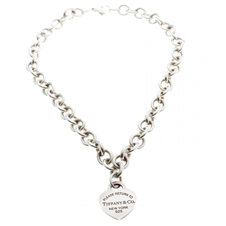 Pre Owned Tiffany & Co. Return to Tiffany Heart Tag Silver Necklace