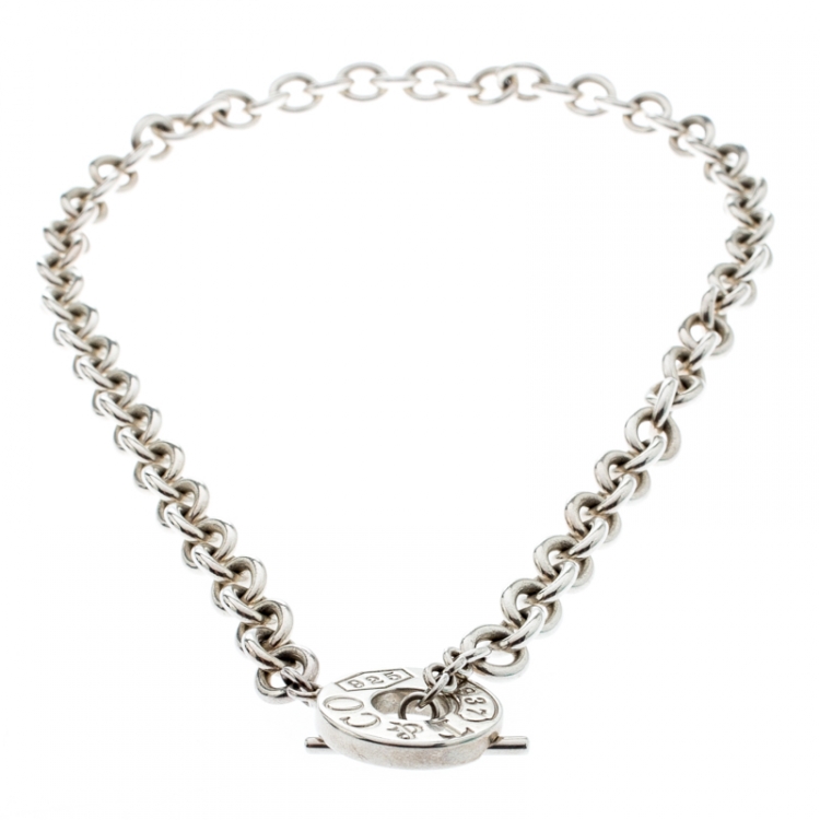 Pre Owned Tiffany & Co. Sterling Silver Chain Toggle Necklace 