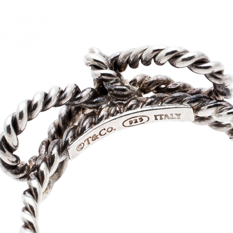 Pre Owned Tiffany & Co. Twist Bow Sterling Silver Ring Size 51