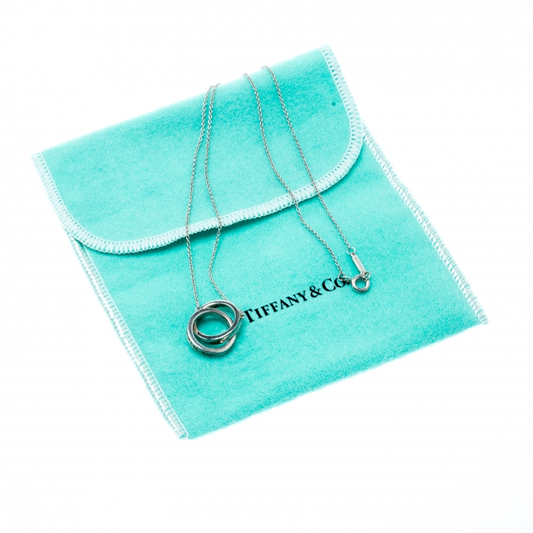 Pre Owned Tiffany & Co. 1837 Interlocking Circles Silver Pendant Necklace