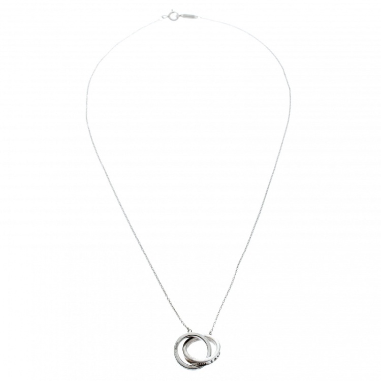 Pre Owned Tiffany & Co. 1837 Interlocking Circles Silver Pendant Necklace