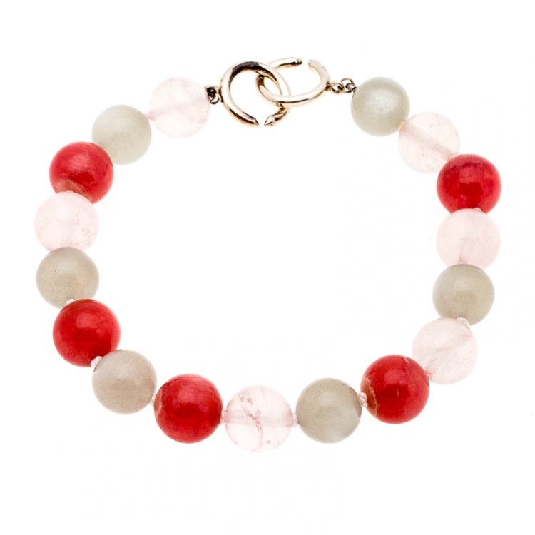 Pre Owned Tiffany & Co. Multicolor Beaded Sterling Silver Bracelet 21 cm