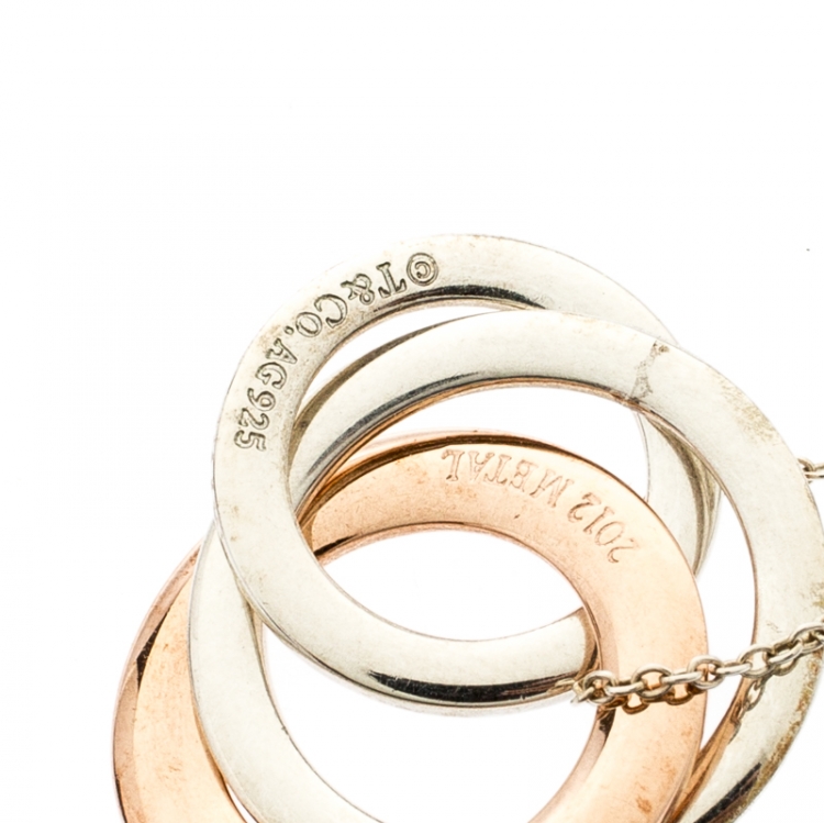 Pre Owned Tiffany &  Co. Tiffany 1837 Rubedo and Silver Interlocking Circles Pendant Necklace