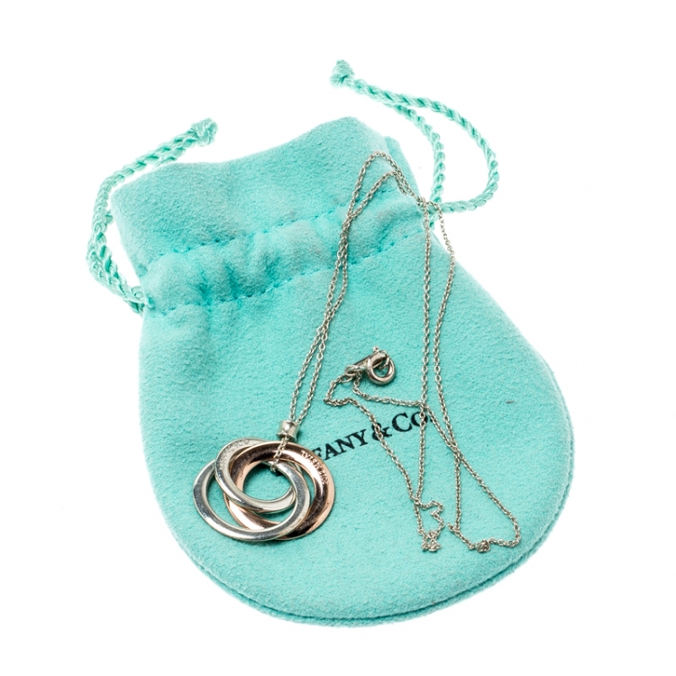 Pre Owned Tiffany &  Co. Tiffany 1837 Rubedo and Silver Interlocking Circles Pendant Necklace