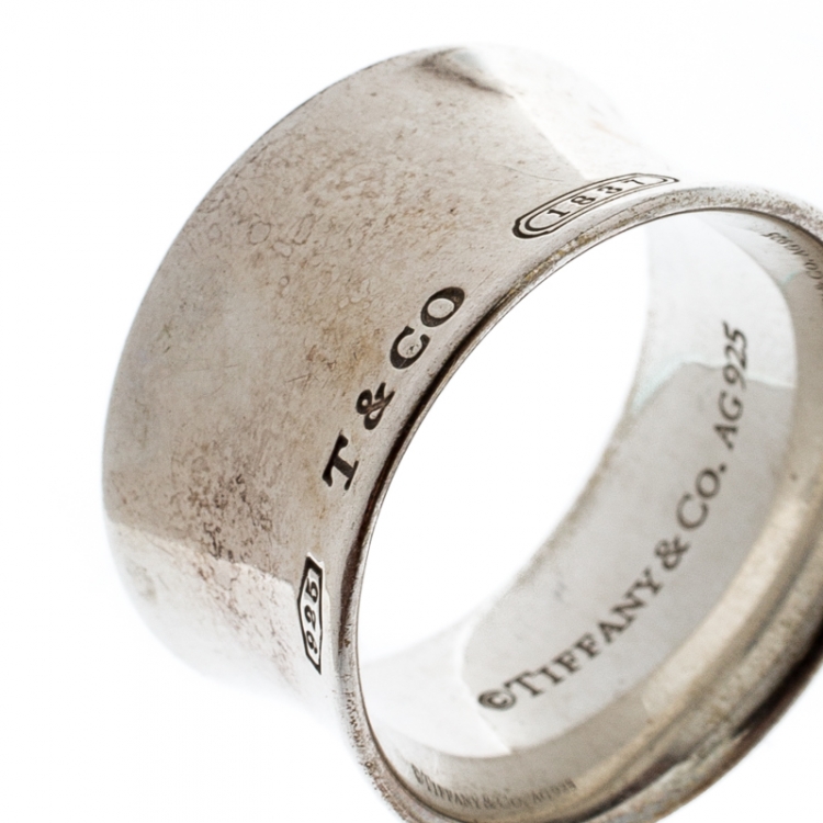 Pre Owned Tiffany & Co. 1837 Silver Band Ring Size 56