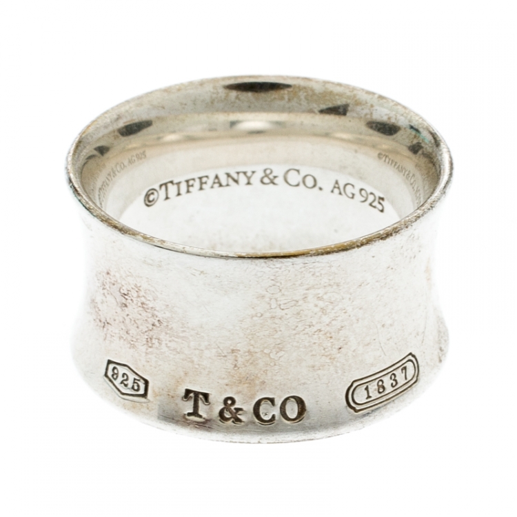 Pre Owned Tiffany & Co. 1837 Silver Band Ring Size 56