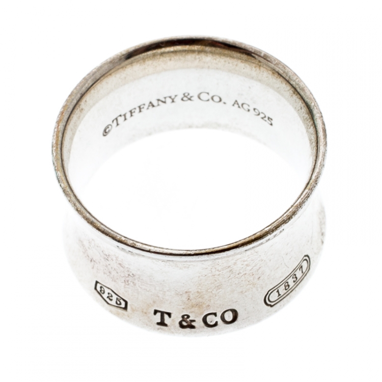 Pre Owned Tiffany & Co. 1837 Silver Band Ring Size 56