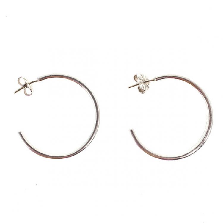 Pre Owned Tiffany & Co. 1837 Narrow Hoop Silver Earrings