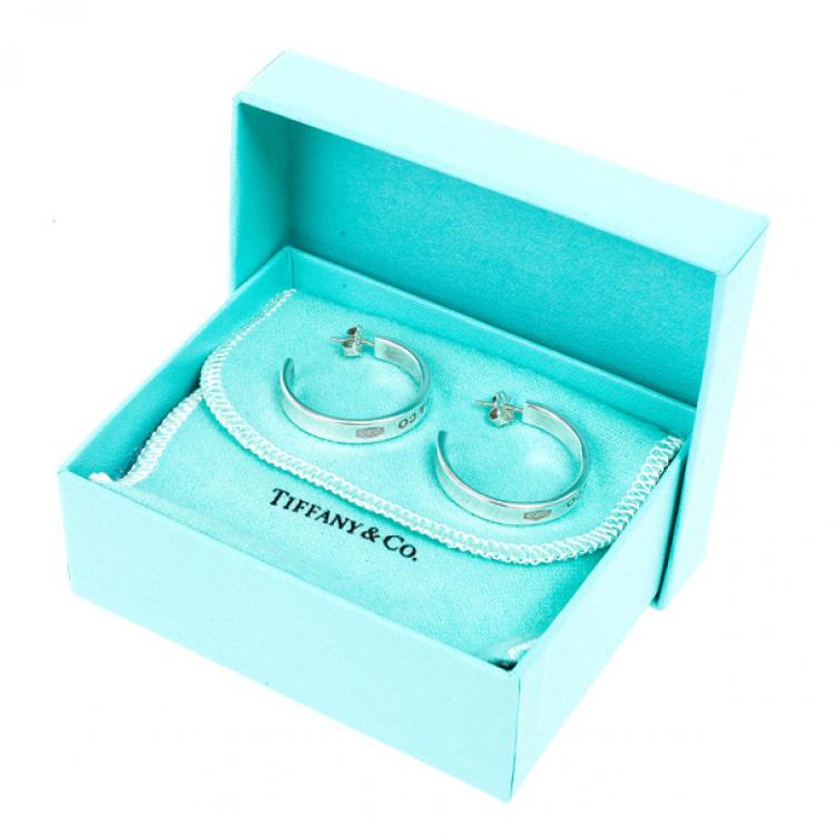 Pre Owned Tiffany & Co. 1837 Narrow Hoop Silver Earrings