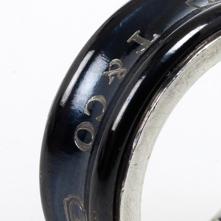 Pre Owned Tiffany & Co. 1837 Midnight Titanium and Silver Wide Band Ring Size 54