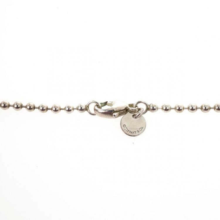 Pre Owned Tiffany & Co. Oval Key Silver Pendant Necklace