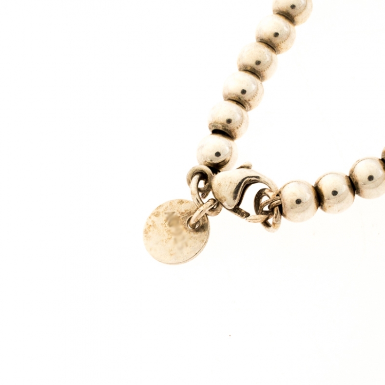 Pre Owned Tiffany & Co. Return to Tiffany Heart Tag Enamel Silver Beads Bracelet