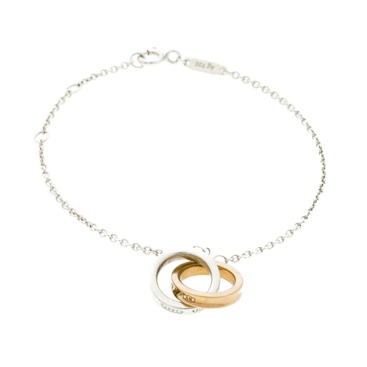 Tiffany Co 18K Gold Sterling Silver Interlocking Circle Link Chain Bracelet  7.75 | eBay