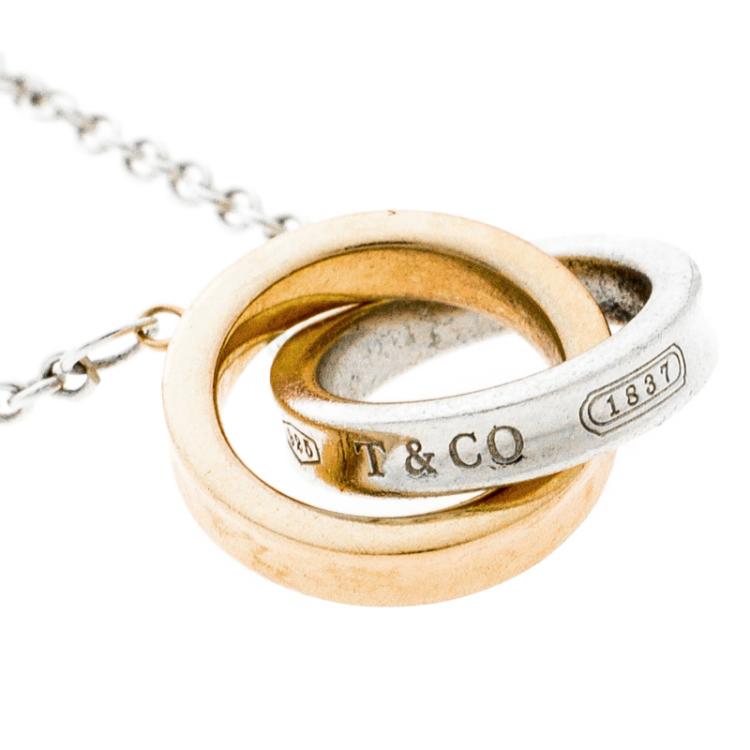 Pre Owned Tiffany & Co. Tiffany 1837 Silver Rubedo Interlocking Circles Chain Bracelet