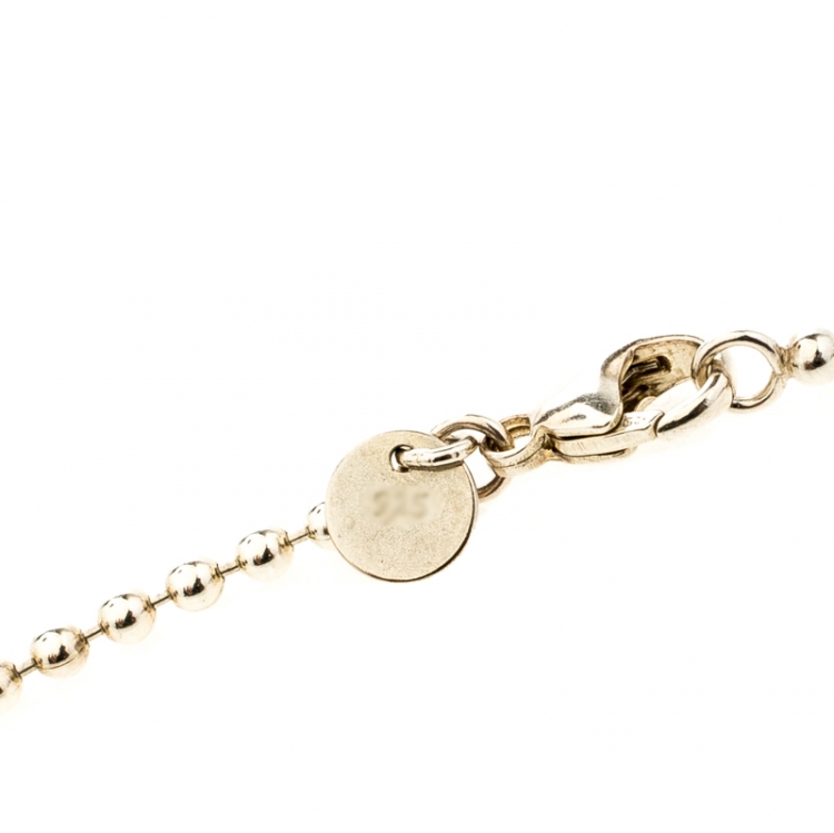 Pre Owned Tiffany & Co. Blossom Key Diamond Silver Bead Chain Pendant Necklace