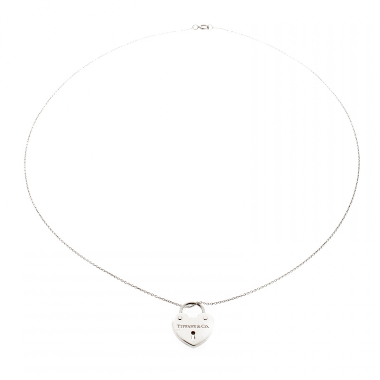 Pre Owned Tiffany & Co. Return to Tiffany Heart Lock Silver Pendant 