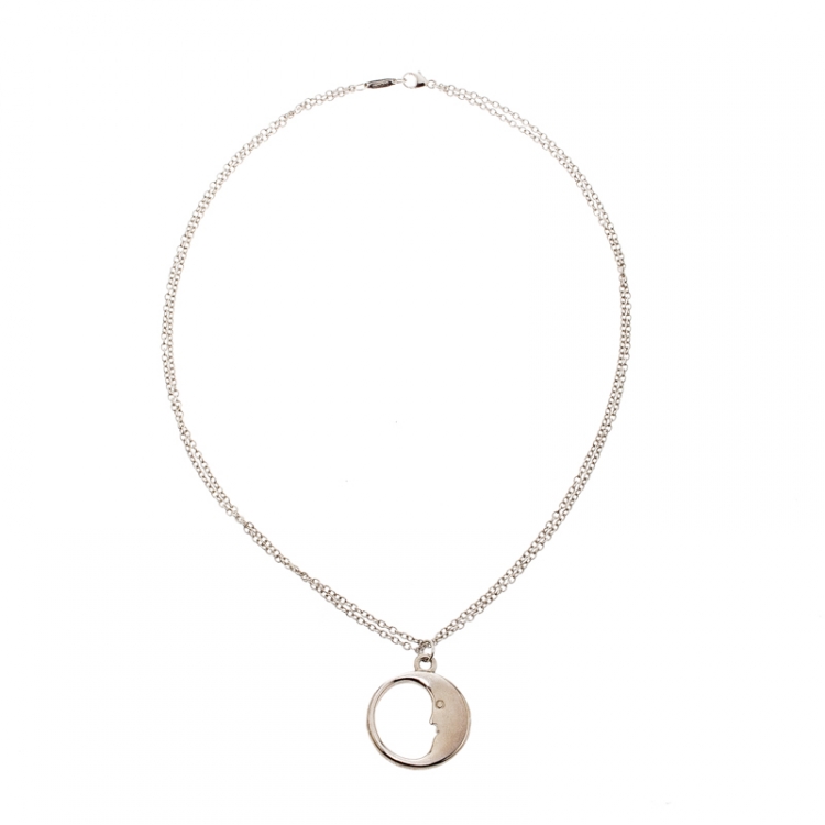 Pre-Owned Tiffany Crescent Moon Medium Necklace Silver Women's TIFFANY&Co.  (Good) - Walmart.com