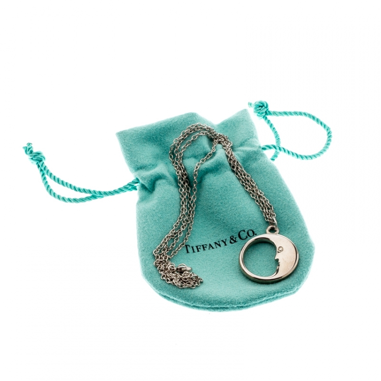 Pre Owned Tiffany & Co. Man In The Moon Silver Pendant Necklace