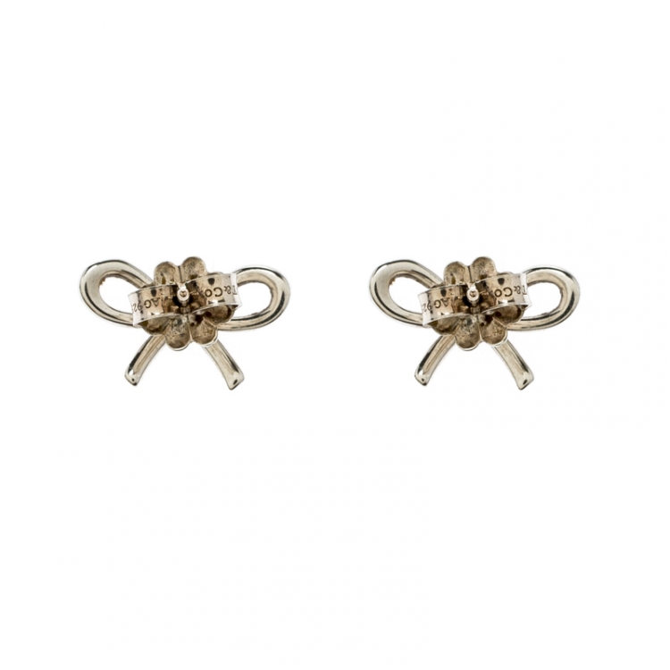 Pre Owned Tiffany & Co. Bow Silver Stud Earrings