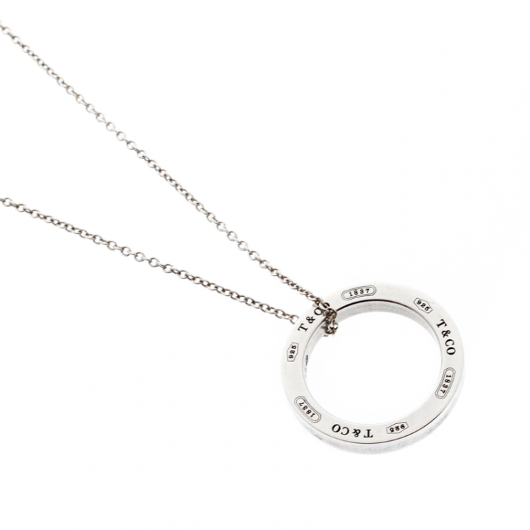 Pre Owned Tiffany & Co. 1837 Circle Silver Pendant Necklace