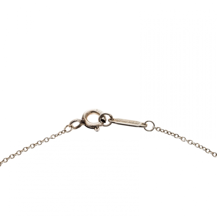 Pre Owned Tiffany & Co. Return to Tiffany Mini Double Heart Tag Silver Pendant Necklace