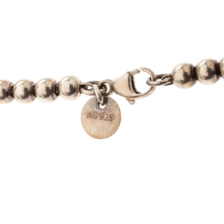 مملوكة مسبقًا Tiffany & Co. Return to Tiffany Enamel Heart Tag Silver Bead Bracelet