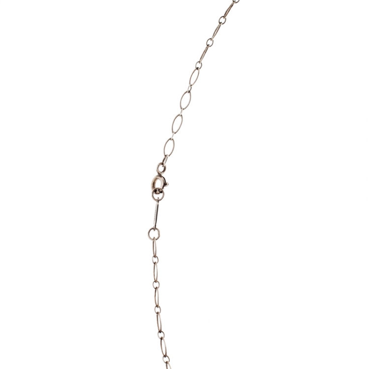 Pre Owned Tiffany & Co. Key Silver Oval Chain Link Long Pendant Necklace