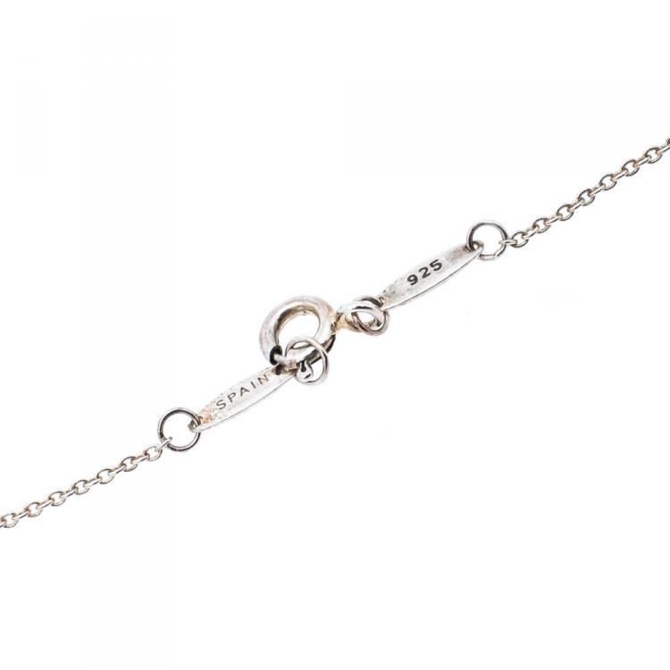 Pre Owned Tiffany & Co Elsa Peretti Bean Design Silver Pendant Necklace