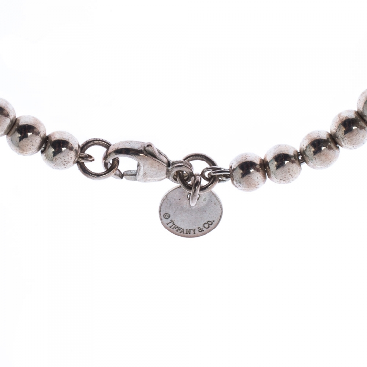 Pre Owned Tiffany & Co. Return to Tiffany Heart Tag Enamel Silver Beads Bracelet